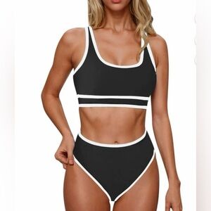 Adisputent Swimsuits Strap Stripe Swimwear Two Piece Bathing Suit Size Small NWT